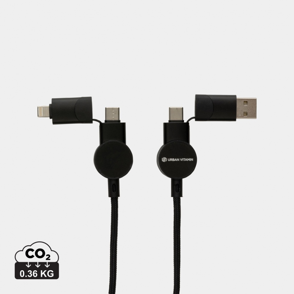 Logotrade promotional item image of: Oakland RCS recycled plastic 6-in-1 fast charging 45W cable