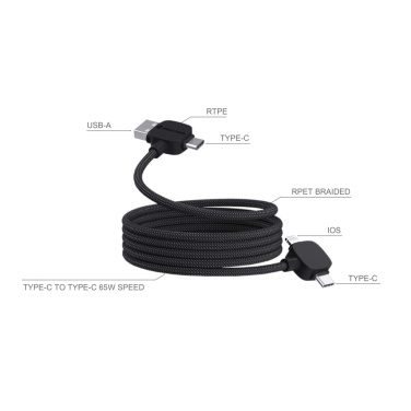 Logo trade advertising product photo of: Urban Vitamin Stockton 65W RCS RTPE/RPET magnetic cable