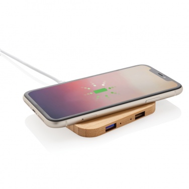 Logotrade promotional giveaway image of: Bamboo 5W wireless charger with USB