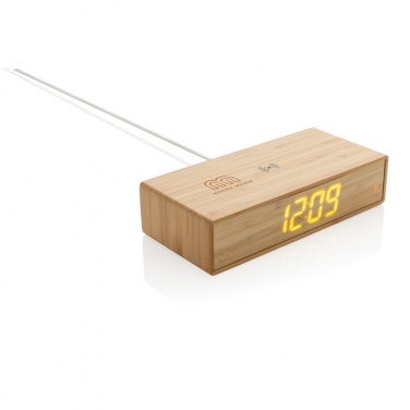 Logotrade promotional item image of: Bamboo alarm clock with 5W wireless charger