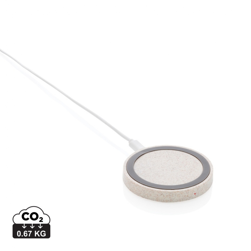 Logo trade promotional items picture of: Wheat Straw 5W round wireless charging pad