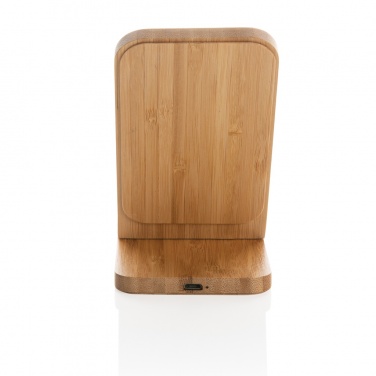 Logo trade promotional merchandise image of: Bamboo 5W wireless charging stand