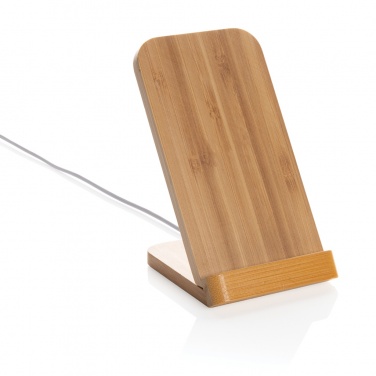 Logotrade promotional items photo of: Bamboo 5W wireless charging stand