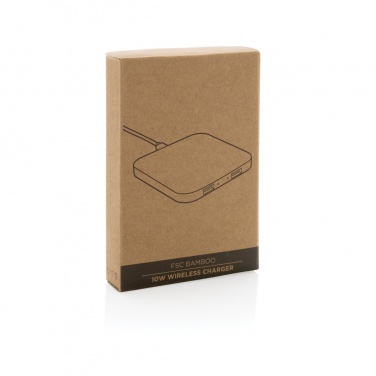 Logo trade promotional gift photo of: Bamboo 10W wireless charger with USB
