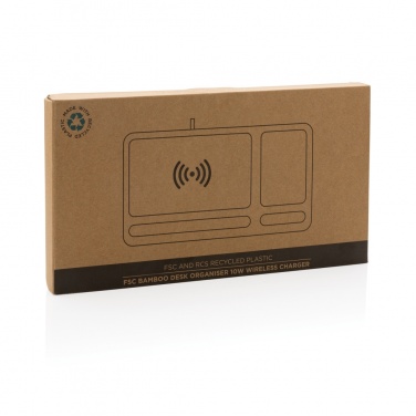Logo trade advertising products picture of: Bamboo desk organiser 10W wireless charger