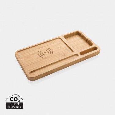 Logo trade corporate gifts image of: Bamboo desk organiser 10W wireless charger