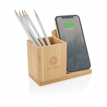 Logo trade promotional product photo of: Calgary bamboo 10W wireless charger