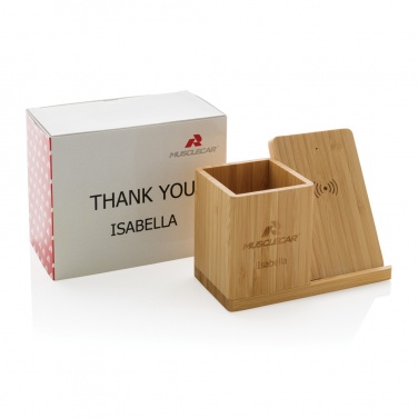 Logo trade promotional merchandise photo of: Calgary bamboo 10W wireless charger