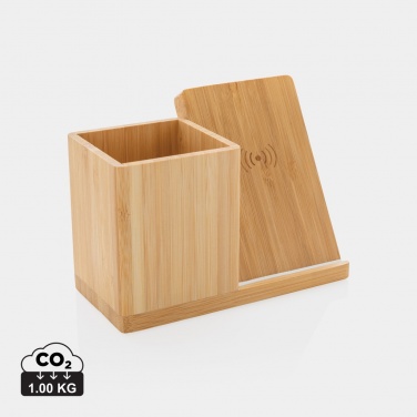 Logo trade promotional merchandise image of: Calgary bamboo 10W wireless charger