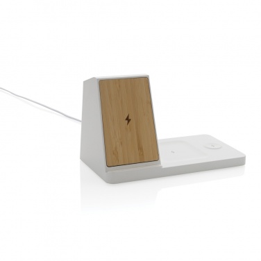 Logotrade promotional merchandise picture of: Ontario recycled plastic & bamboo 3-in-1 wireless charger
