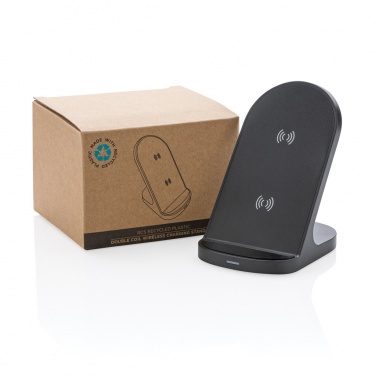 Logo trade advertising products image of: RCS recycled plastic double coil wireless stand 15W