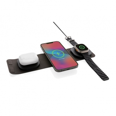 Logo trade promotional giveaway photo of: Swiss Peak RCS rplastic 3-in-1 wireless 15W travel charger
