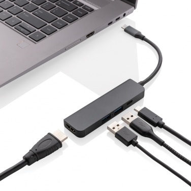 Logo trade advertising products picture of: Terra RCS recycled aluminum hub with HDMI input