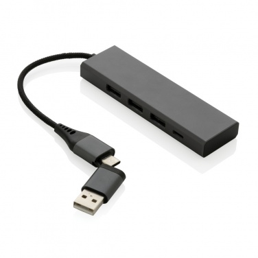 Logo trade promotional product photo of: Terra RCS recycled aluminium hub with 3 USB ports