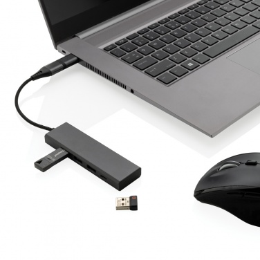 Logo trade advertising products image of: Terra RCS recycled aluminium hub with 3 USB ports