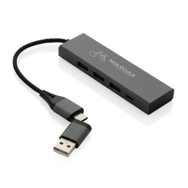 Logo trade advertising products picture of: Terra RCS recycled aluminium hub with 3 USB ports