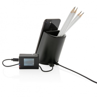Logotrade promotional product image of: Light up logo 5W wireless charging pen holder