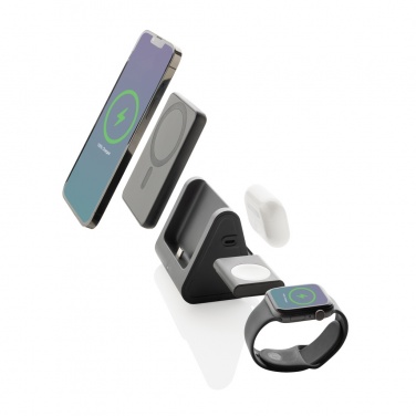 Logotrade advertising products photo of: Powerbase RCS recycled plastic 3 in 1 charger with powerbank