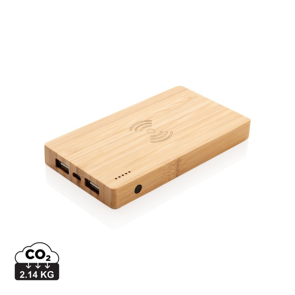 Logotrade corporate gift image of: Bamboo 4.000 mAh wireless 5W Powerbank