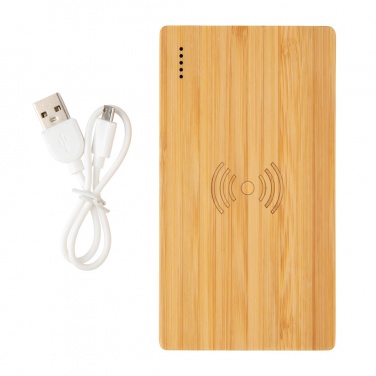 Logo trade advertising product photo of: Bamboo 4.000 mAh wireless 5W Powerbank