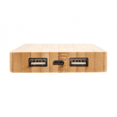 Logo trade promotional giveaway photo of: Bamboo 4.000 mAh wireless 5W Powerbank