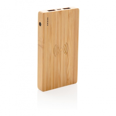Logo trade promotional products image of: Bamboo 4.000 mAh wireless 5W Powerbank