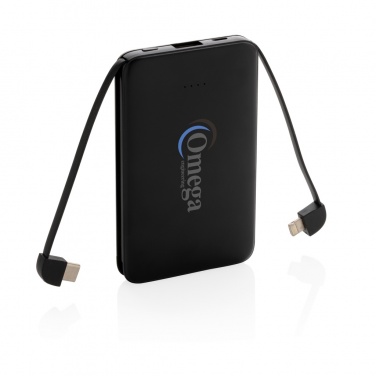 Logotrade promotional giveaway image of: 5.000 mAh Pocket Powerbank with integrated cables