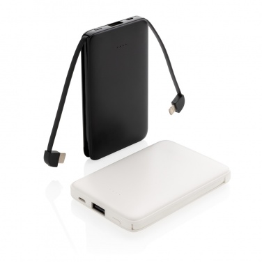 Logo trade promotional item photo of: 5.000 mAh Pocket Powerbank with integrated cables