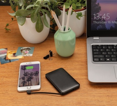 Logotrade promotional item image of: 5.000 mAh Pocket Powerbank with integrated cables