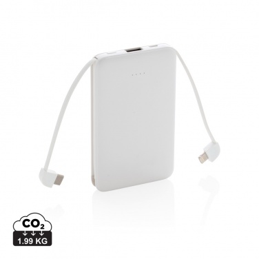 Logo trade promotional items image of: 5.000 mAh Pocket Powerbank with integrated cables