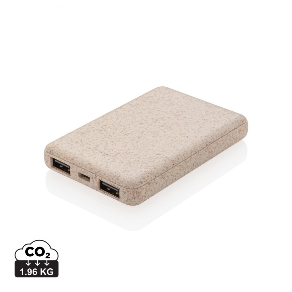 Logo trade business gifts image of: Wheat Straw 5.000 mAh Pocket Powerbank
