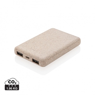 Logo trade advertising products image of: Wheat Straw 5.000 mAh Pocket Powerbank