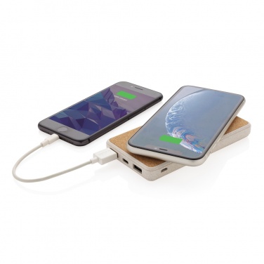 Logo trade business gift photo of: Cork and Wheat Straw 8.000 mAh 5W wireless powerbank