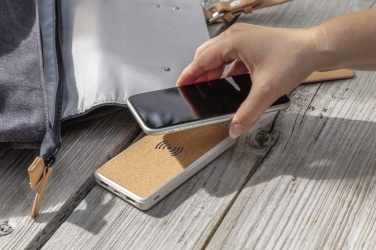 Logo trade corporate gifts image of: Cork and Wheat Straw 8.000 mAh 5W wireless powerbank