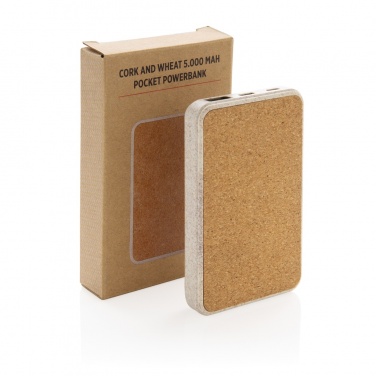 Logotrade promotional gift image of: Cork and Wheat 5.000 mAh pocket powerbank