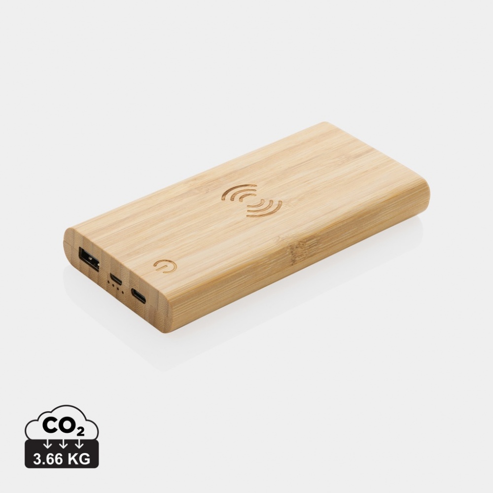 Logo trade advertising product photo of: Bamboo 8.000 mAh 5W wireless powerbank