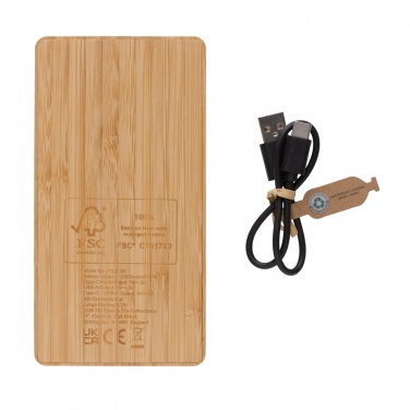 Logo trade advertising products image of: Sunwick 10.000 mAh Bamboo solar powerbank