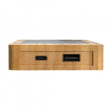 Logo trade promotional giveaways image of: Sunwick 10.000 mAh Bamboo solar powerbank