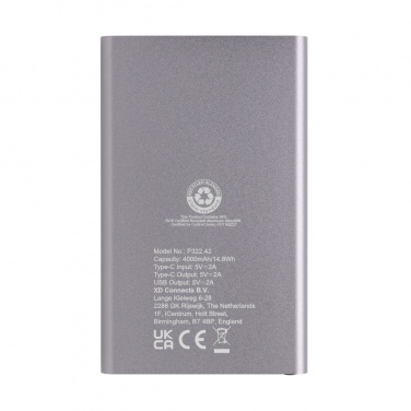 Logotrade promotional giveaway picture of: RCS recycled plastic/aluminum 4000 mah powerbank with type C