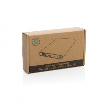 Logotrade promotional products photo of: RCS recycled plastic/aluminum 4000 mah powerbank with type C