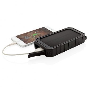 Logo trade promotional merchandise picture of: RCS recycled plastic Solar powerbank with 10W Wireless