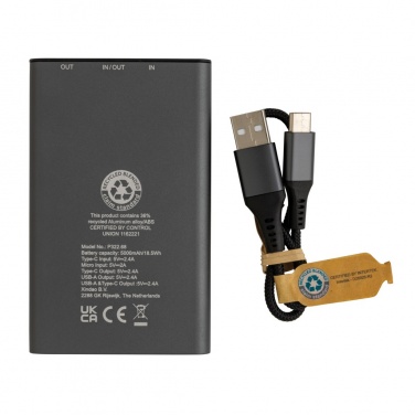 Logotrade promotional merchandise picture of: Terra RCS recycled aluminium powerbank 5.000 mAh