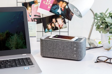 Logo trade advertising product photo of: Vogue wireless charging speaker