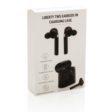 Logo trade promotional product photo of: Liberty wireless earbuds in charging case