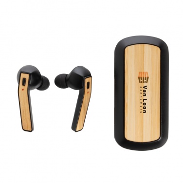 Logotrade advertising products photo of: Bamboo Free Flow TWS earbuds in case
