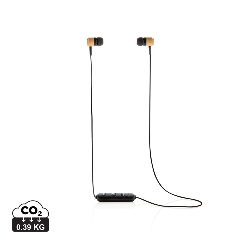Logo trade corporate gifts picture of: Bamboo wireless earbuds