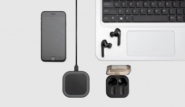 Logo trade promotional gifts image of: TWS earbuds in wireless charging case
