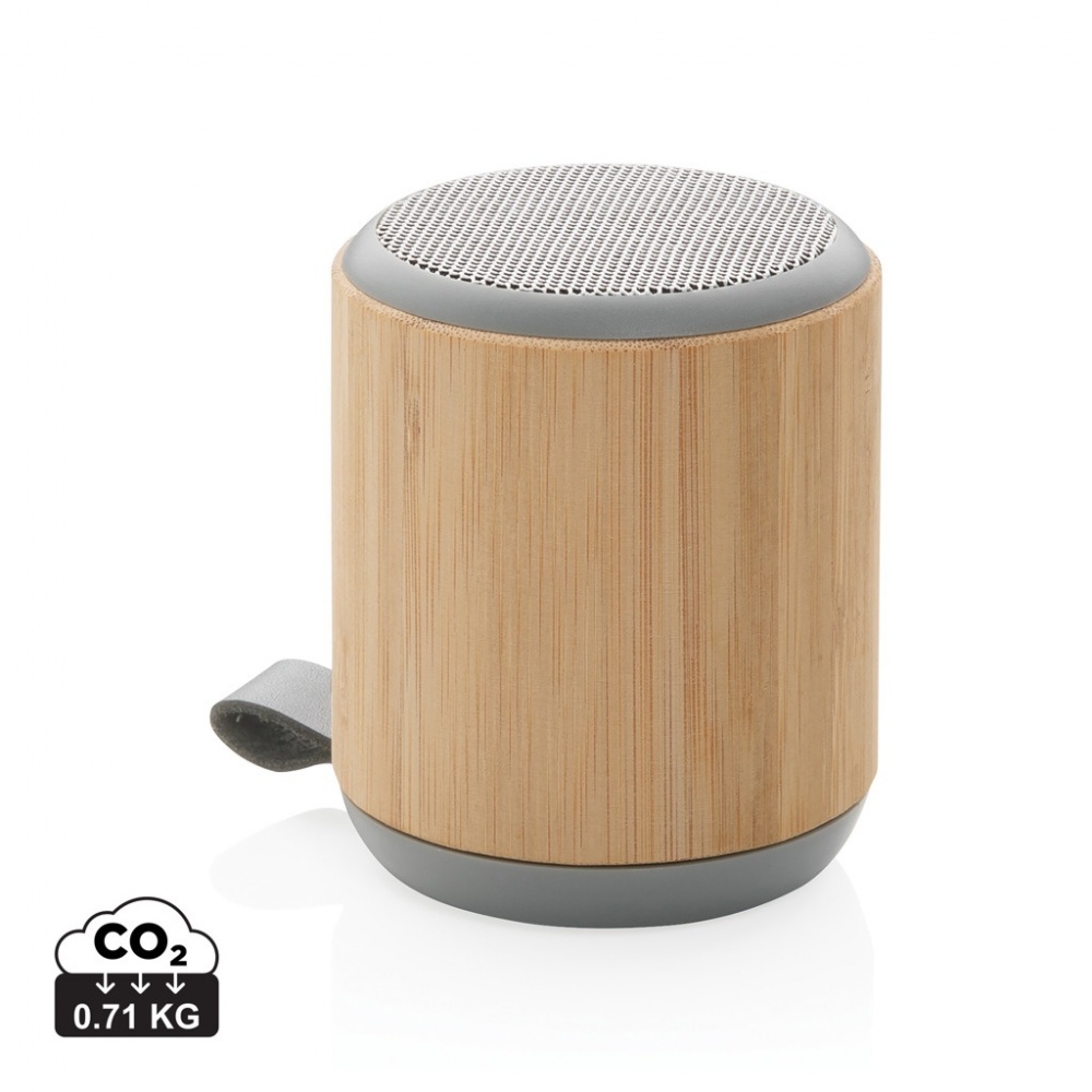 Logo trade promotional merchandise picture of: Bamboo and fabric 3W wireless speaker