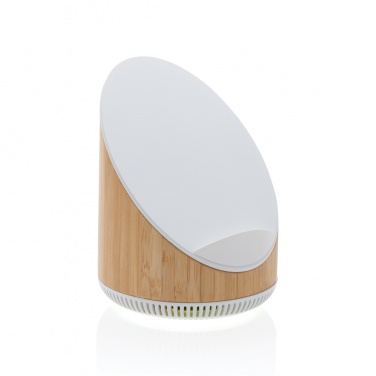Logo trade promotional gifts picture of: Ovate bamboo 5W speaker with 15W wireless charger