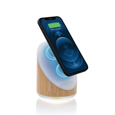 Logotrade promotional merchandise image of: Ovate bamboo 5W speaker with 15W wireless charger